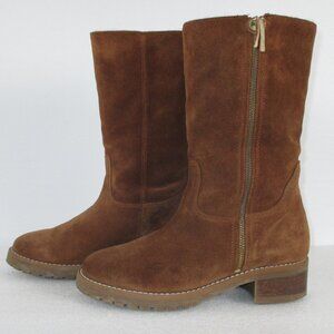 FIFTH AVENUE SIDE ZIP BROWN SUEDE BOOTS